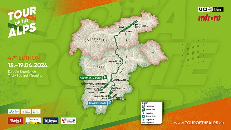 Fünf Etappen über 709,3 km: Das ist der Streckenverlauf der Tour of the Alps 2024, der in Mailand vorgestellt wurde