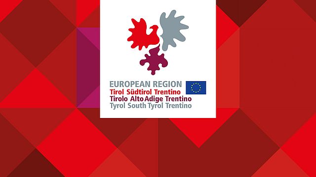 Das Logo der Europaregion mit roten Hintergrund 