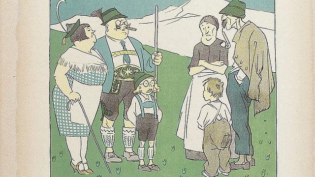 Con questa vignetta, la rivista politico-satirica Kladderadatsch (08/1926) ironizza sull'ideale della Sommerfrische distorto dal turismo