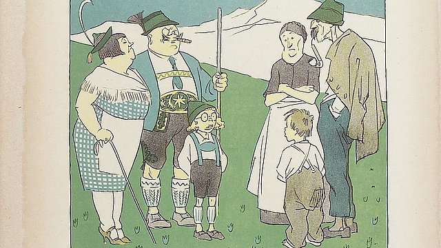 Con questa vignetta, la rivista politico-satirica Kladderadatsch (08/1926) ironizza sull'ideale della Sommerfrische distorto dal turismo