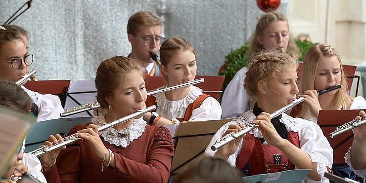 Giovani musicisti dell'orchestra giovanili di fiati dell'Euregio nel 2019. Foto: Wolfgang Alberty