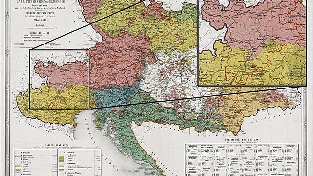 Eine Karte mit den Volksgruppen der Habsburg-Monarchie.