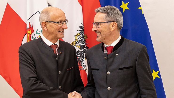I presidenti Mattle (a sinistra) e Kompatscher aderiscono congiuntamente alla proposta della dichiarazione di Kufstein.