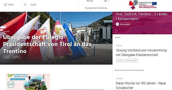 Screenshot neue Euregio-Webseite