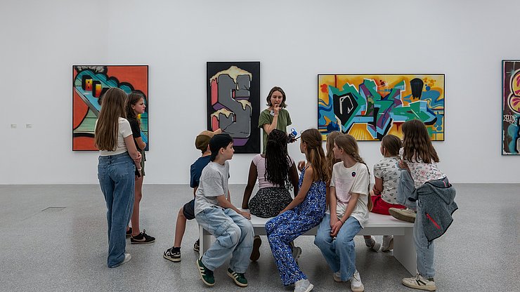Euregio/Armin Gluderer Schüler:innen beim Besuch der Abschlussveranstaltung "Euregio-Kids" am 10. Juni 2025 im Museion in Bozen