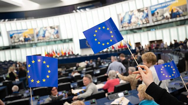 Vista dell'Aula del Parlamento europeo a Strasburgo.