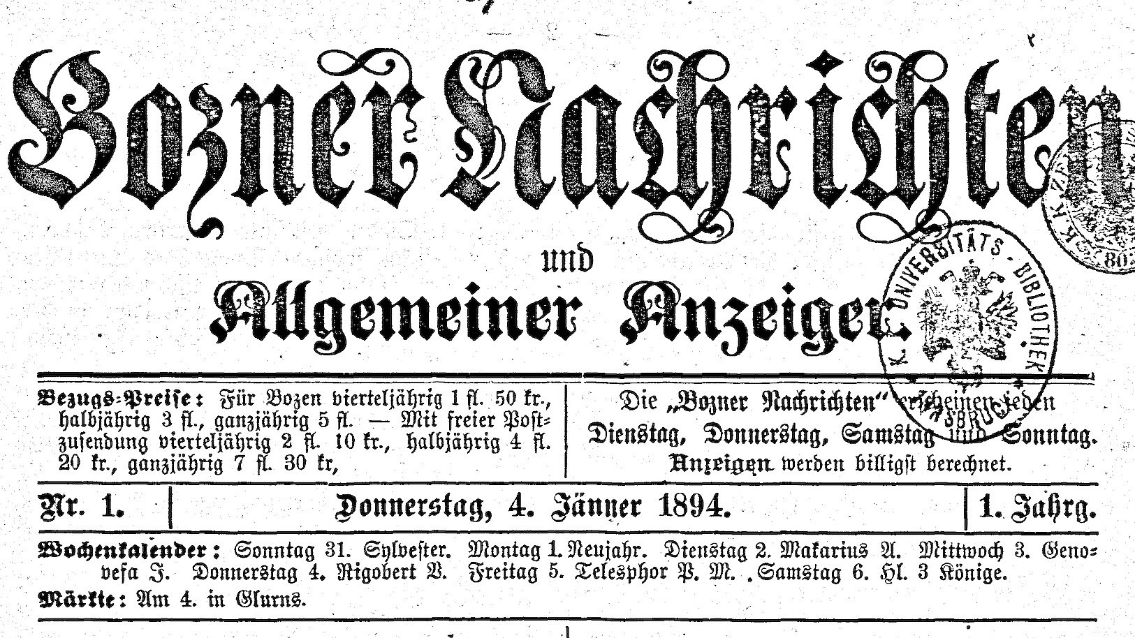 33 anni di storia si chiudono: il Bozner Nachrichten era nato nel 1894.