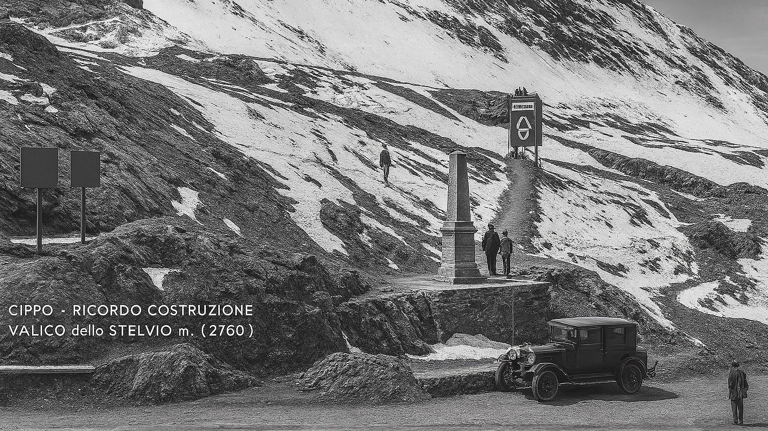 Per il centenario della strada del Passo dello Stelvio, nel 1925 un obelisco, originariamente dedicato all’imperatore Francesco Giuseppe e destinato alla vetta dell’Ortles, fu eretto sul passo con una nuova iscrizione in italiano, nello spirito politico dell’epoca fascista