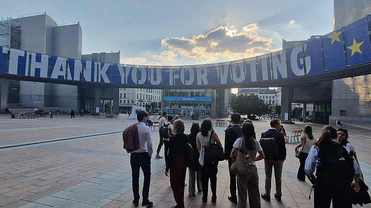 Participants on their way to the European Parliament