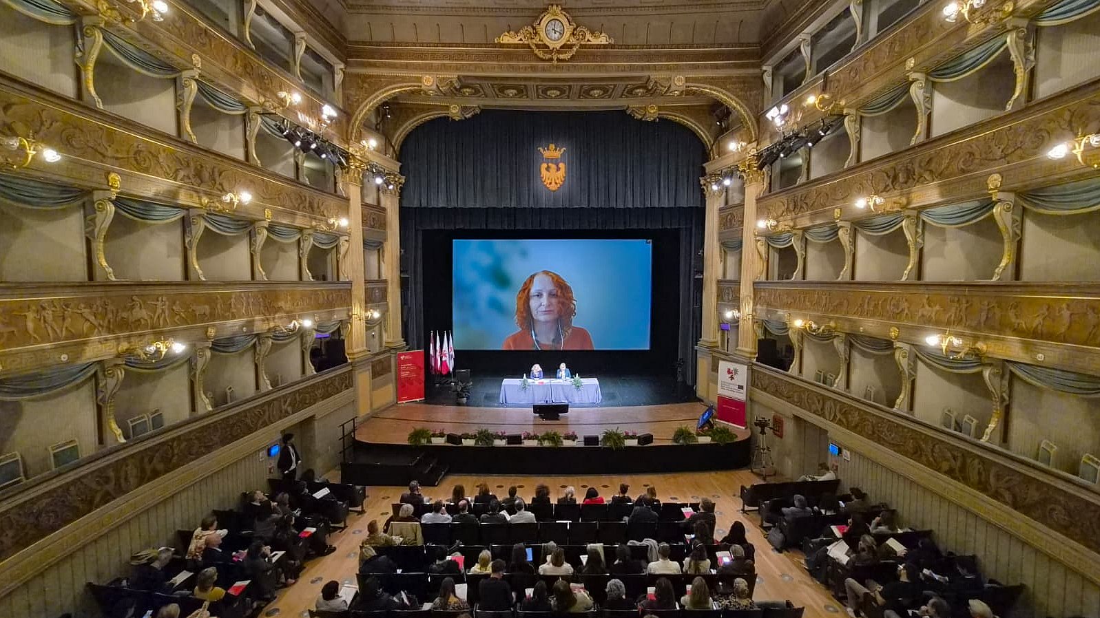 © Euregio/Armin Gluderer Museumsexpertin Rarita Zbranca von Culture Action Europe in ihrem Vortrag per Videokonferenz.