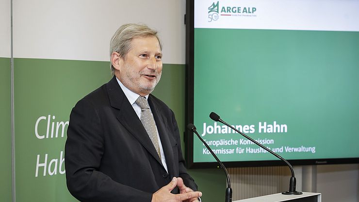 EU-Kommissar Johannes Hahn betonte die Vorbildfunktion der ARGE ALP als regionalen und grenzüberschreitenden Zusammenschluss.