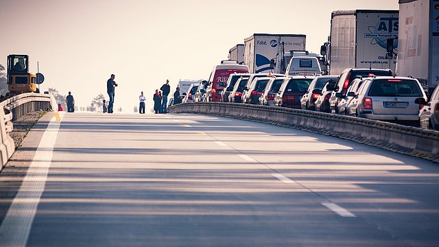 Stau auf der Autobahn.