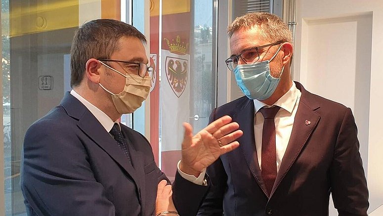 Il Presidente dell'Euregio Fugatti con il Preseidente dell'Alto Adige Kompatscher 