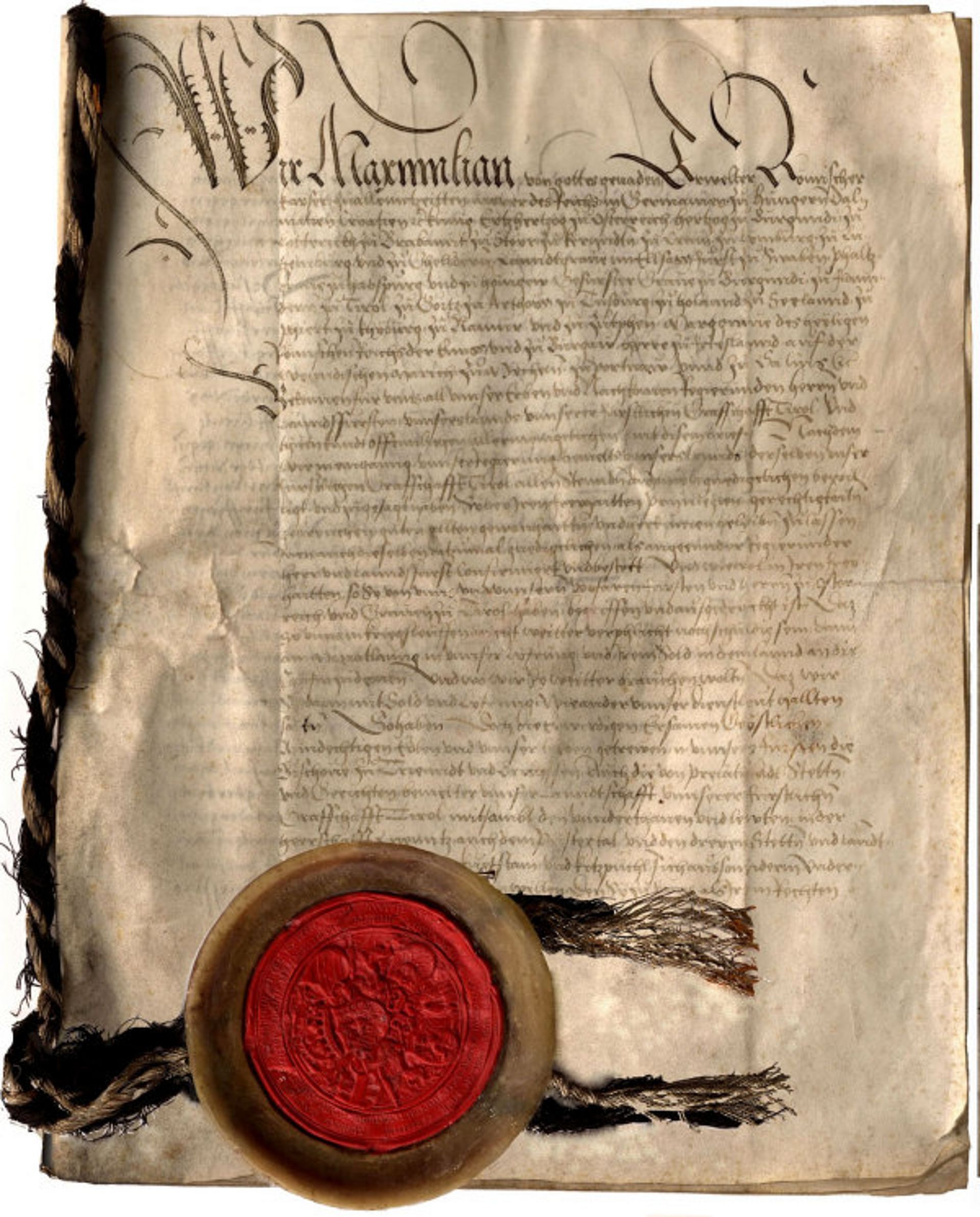 Ein altes historisches Dokument mit rotem Siegel. 