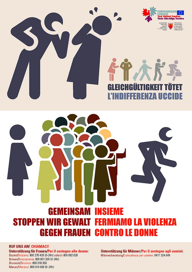 Sujet aus dem Plakat der Sensibilisierungskampagne "Gemeinsam stoppen wir Gewalt gegen Frauen" (2017).
