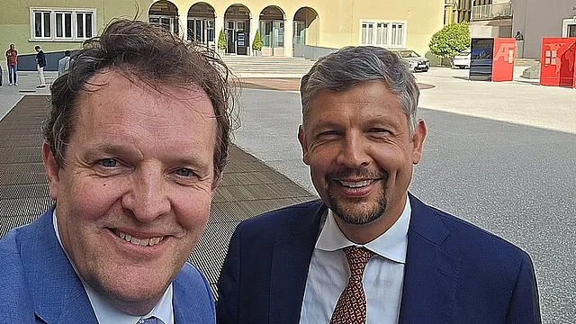 © Land Tirol Der Tiroler Landesrat für Mobilität, René Zumtobel und sein Südtiroler Amtskollege Daniel Alfreider.