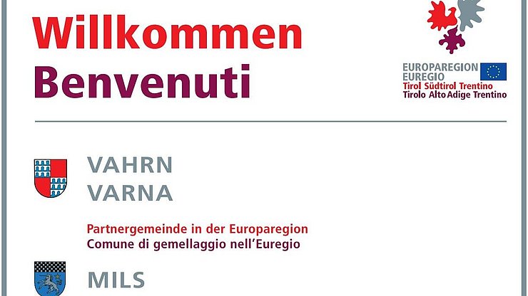 So sehen die Euregio-Willkommensschilder aus, mit denen die Euregio auf die Bedeutung der Gemeinden für die Europaregion sowie den Wert von Euregio-Gemeindepartnerschaften untermauern will.