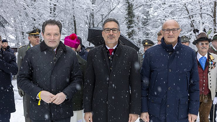 V. l.: Bundesminister Norbert Totschnig, Südtirols LH Arno Kompatscher und Tirols LH Anton Mattle.