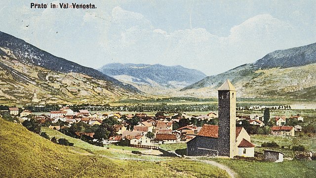 Prato allo Stelvio su una cartolina postale del 1928