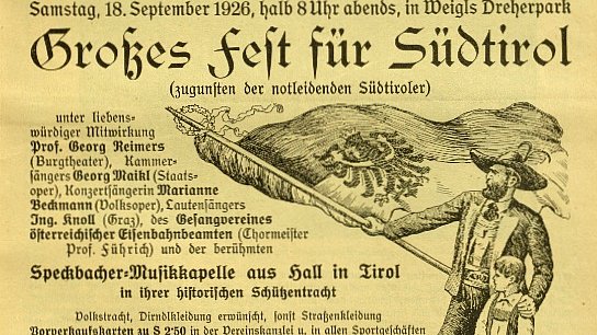 In seiner Vereinszeitschrift kündigte der Österreichische Gebirgsverein das „Große Fest für Südtirol (zugunsten notleidender Südtiroler)“ an