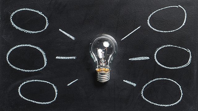 © Pexels Eine Glühbirne in der Mitte einer Mind map