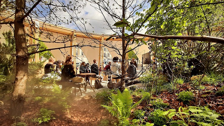 Der sogenannte Climate Culture Pavilion in Graz, Österreich.