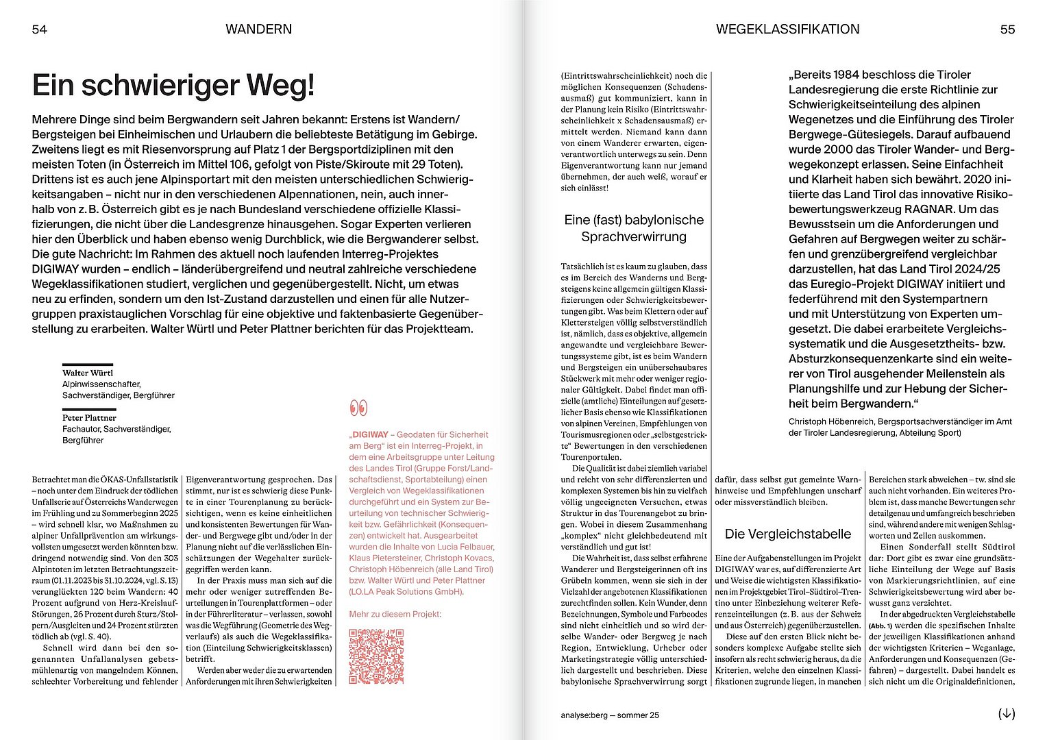 Ausschnitt vom Fachartikel im Magazin analyse:berg Sommer 2025