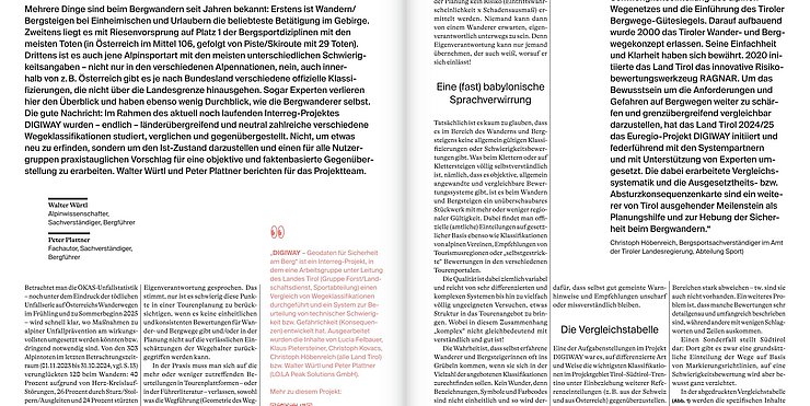 © analyse:berg Ausschnitt vom Fachartikel im Magazin analyse:berg Sommer 2025