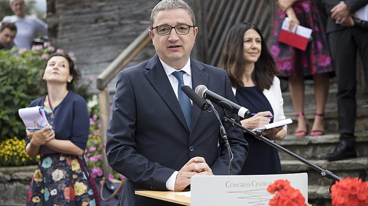 LH Maurizio Fugatti beim Tiroltag am European Forum Alpbach am 18. August 2024