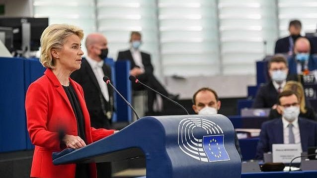© Europäische Kommission Die Europäische Kommissionspräsidentin spricht im Europäischen Parlament.