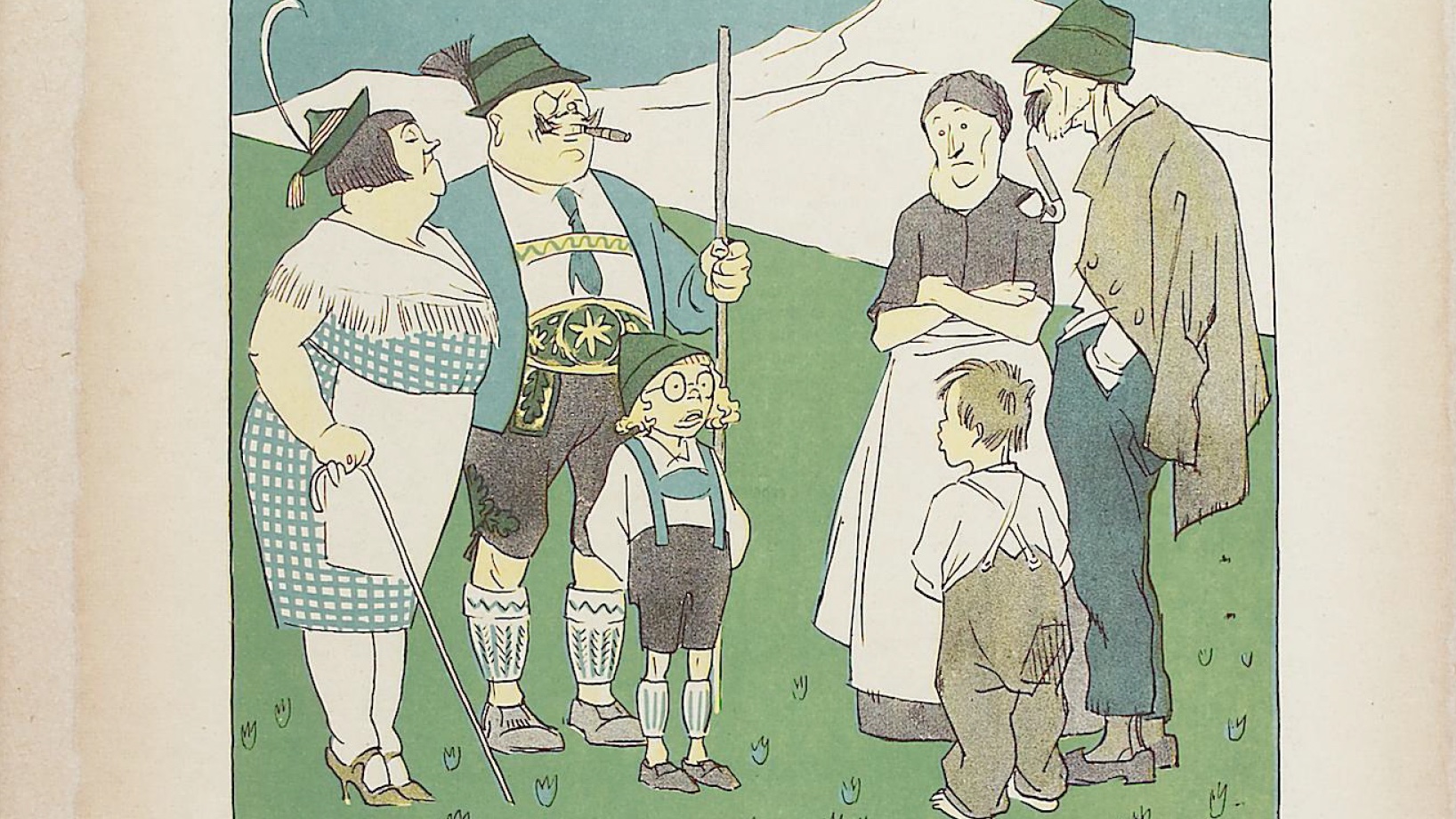 Mit dieser Karikatur hinterfragt die politisch-satirische Zeitschrift Kladderadatsch (08/1926) das touristisch verzerrte Ideal der Sommerfrische