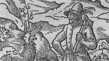 Bergmann - Darstellung  aus Sachs, Hans / Amman, Jost (1568): Eygentliche Beschreibung aller Stände auff Erden. Frankfurt am Main